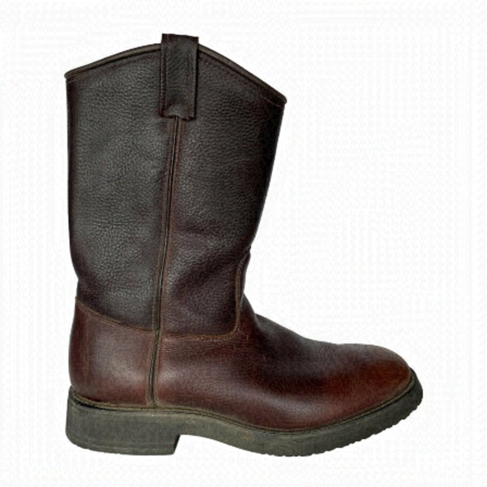 Brown Leather Combat Boots with Slip-On Design